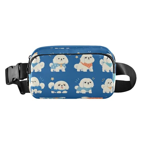 Süße blaue Cartoon-Hunde-Gürteltasche für Damen und Herren, wasserabweisend, Umhängetasche mit verstellbarem Riemen für Shopping, Sport, Arbeit von aidingzhi