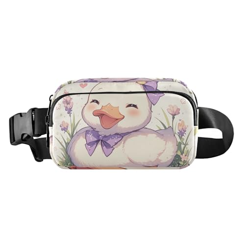 Süße lila Ente, einfache Frühlingsmode, Crossbody-Tasche, Hüfttasche für Männer und Frauen, kleine Gürteltasche, Reisebrieftasche mit verstellbarem Riemen für Workout, Laufen, Wandern von aidingzhi