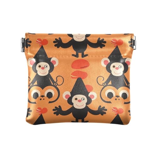 Süßer Clown-Affe für Damen, PU-Leder, Münzgeldbörse, praktischer Schmuck für Damen und Mädchen von aidingzhi