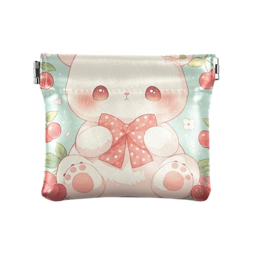 Süßer Kirschbär einfache PU-Ledergeldbörse ausgefallene Mini-Make-up-Tasche für Frauen und Mädchen von aidingzhi
