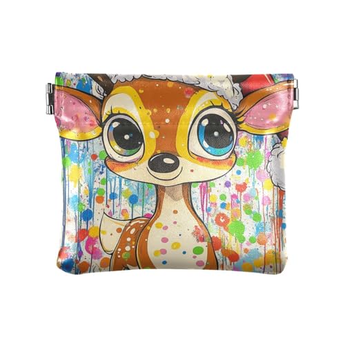 Süßes Reh Cartoon Weihnachten Damen Leder Münzgeldbörse Wasserdicht Make-up Tasche Wechselgeldbörse für Frauen Mädchen von aidingzhi