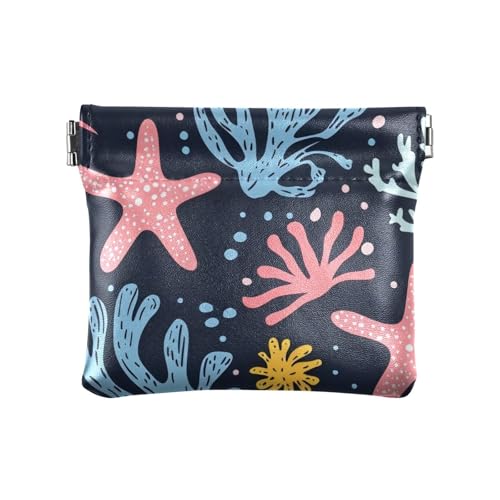 Summer Fresh Ocean Corals Damen PU Leder Münzgeldbörse tragbar persönliche Gegenstände Organizer für Männer Frauen Reisen von aidingzhi