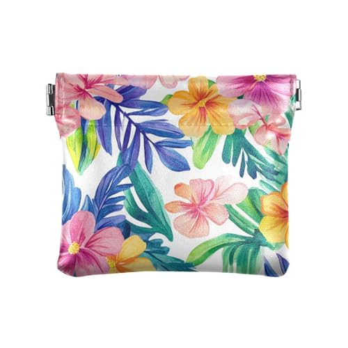 Summer Tropical Flowers PU Leather Change Purse Unique Card Holder for Men Women Travel von aidingzhi