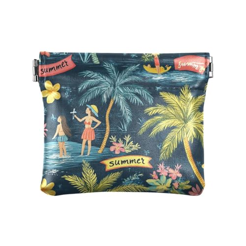 Summer Tropical Tree PU Leather Change Purse Convenient Change Holder Card Organizer for Men Women Travel von aidingzhi