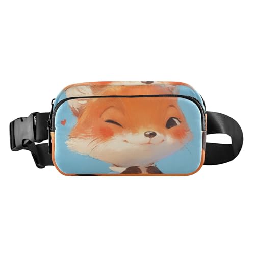 Sweet Fox Cartoon trendige Crossbody-Tasche für Damen und Herren, Mini-Gürteltasche, Reisebrieftasche mit verstellbarem Riemen für Reisen, Einkaufen, Laufen von aidingzhi