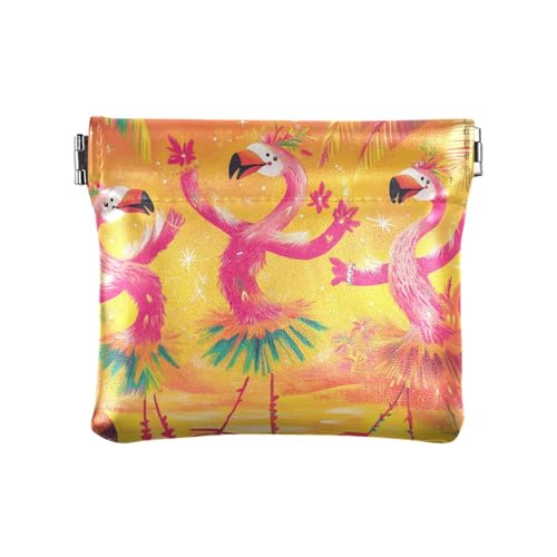 Tanzende Flamingos Orange Sommer PU Leder Kleine Münze Tragbare Mini Kleingeld Geldbörse Münzfach für Mädchen Frauen Damen von aidingzhi