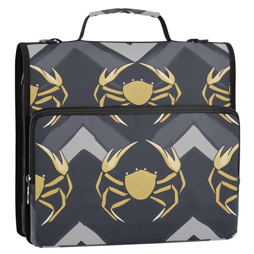 Tragbarer Portfolio-Organizer, wasserdichter Ordner mit zusätzlichen Taschen für Mittelschüler, 3,8 cm, 3 Ringe mit Griff und abnehmbarem Schultergurt (prop4), Schulbedarf von aidingzhi