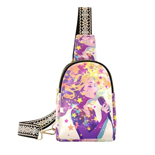 Trendige, bunte Beauty-Singer-Tasche für Herren, leicht, für Damen, Leder-Umhängetasche zum Wandern von aidingzhi