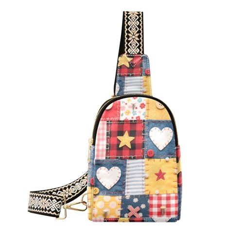 Trendige, bunte Patchwork-Karomuster, große Bauchtasche, Anti-Diebstahl-Umhängetasche für Damen für Reisen von aidingzhi