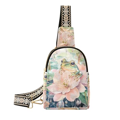 Trendige, einfach glänzende Gürteltasche mit Frosch-Motiv, Mehrzweck-Bauchtasche für Damen für Reisen von aidingzhi