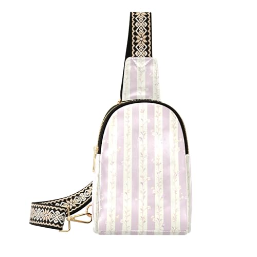 Trendige, hellviolette und gestreifte Gürteltasche mit Blumenmuster, Mehrzweck-Reisetasche für Herren für Reisen Trendige, hellviolette und gestreifte Gürteltasche mit Blumenmuster, Mehrzweck-Reisetasche für Herren für Reisen von aidingzhi