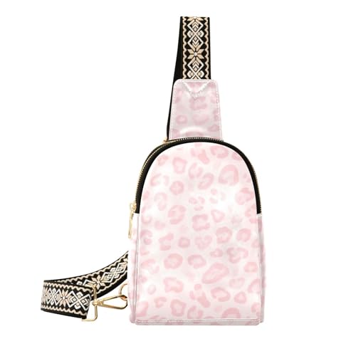 Trendige, weiche rosa Leopardenmuster, Umhängetasche, Mehrzwecktasche für Damen zum Wandern von aidingzhi