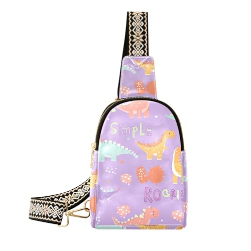 Trendige Animal Dino Roar Cartoon Body Sling Bag Cute Body Bag für Frauen zum Wandern, Tier-Dino Brüll-Cartoon von aidingzhi