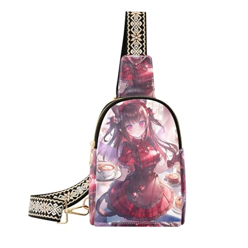 Trendige Anime Coffee Maid Umhängetasche, Mehrzweck-Fanny-Tasche zum Wandern von aidingzhi