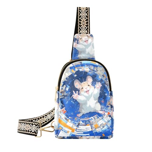 Trendige Bauchtasche für Damen, Motiv: blauer Hamster, Astronaut, groß, wasserdicht, für Reisen, Blauer Hamster-Astronaut von aidingzhi