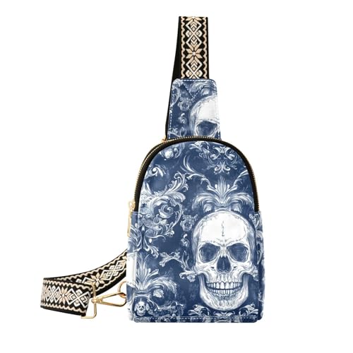 Trendige Bauchtasche mit blauem Totenkopf, wasserdicht, für Damen, Blauer Totenschädel von aidingzhi