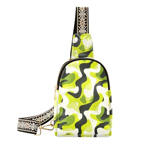Trendige Bold Lines Solid Color Lime White Black Tasche für Damen, robuste schwarze Bauchtasche zum Wandern von aidingzhi