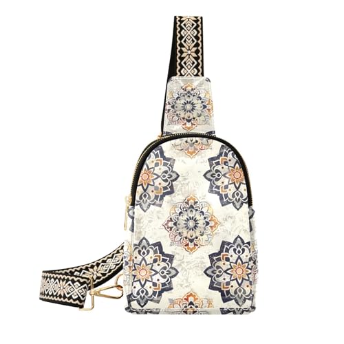 Trendige Brusttasche mit böhmischen Blumen für Damen, Anti-Diebstahl für Tagesrucksack, Böhmische Blumen von aidingzhi