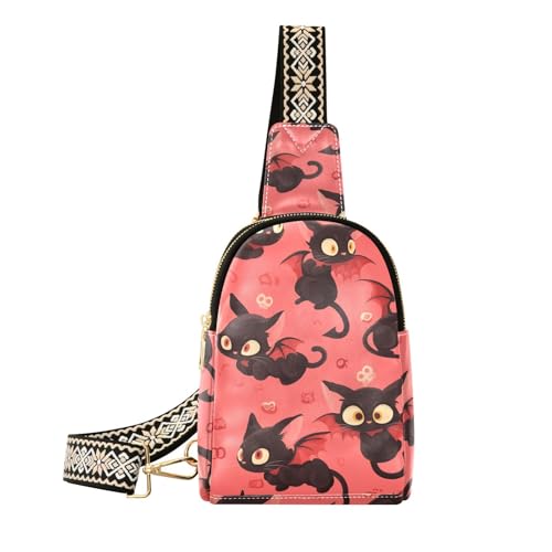 Trendige Cartoon-Gürteltasche für Damen, Motiv: böse Katzen, Diebstahlschutz, Reise-Gürteltasche zum Wandern von aidingzhi