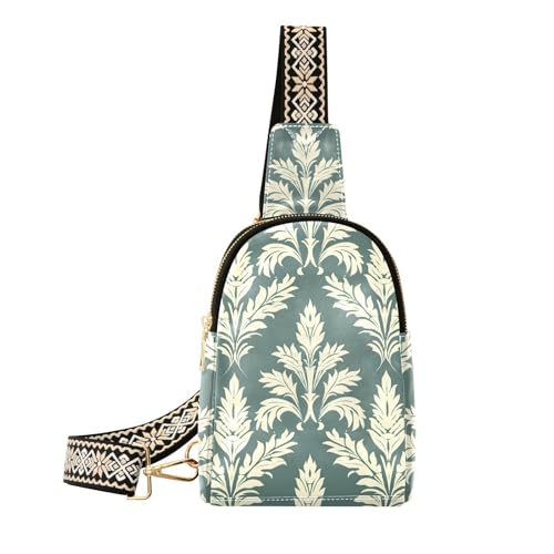 Trendige Damast-Schultertasche im Vintage-Stil, klein, Mehrzweck-Körpertasche für Damen zum Wandern, Damast-Muster, Vintage von aidingzhi