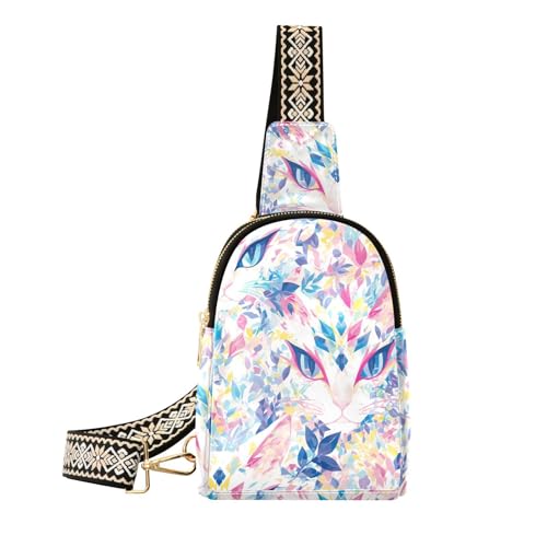 Trendige Glam Cat 0r Malerei-Stil, bunte, kleine Umhängetasche, robuste Reisetasche für Herren für Reisen, Glam Cat 0r- Malstil, bunt von aidingzhi