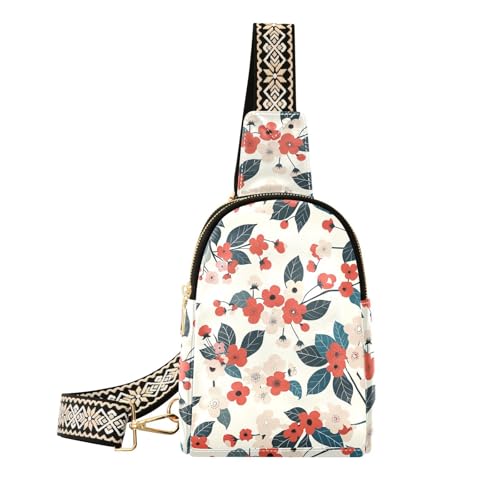Trendige Gürteltasche aus Leder mit Blumenmotiv für Damen für den Tagesrucksack, Blumen von aidingzhi