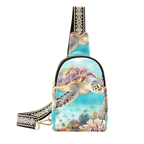 Trendige Gürteltasche mit Schildkrötenmotiv und Meerestieren, wasserdicht, für Damen für Reisen von aidingzhi