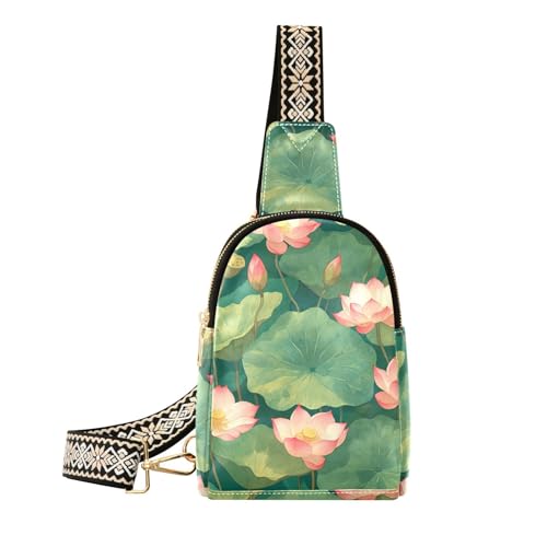 Trendige Gürteltasche mit rosafarbenen Blumen und Blumen, robuste Umhängetasche für Damen für Reisen von aidingzhi