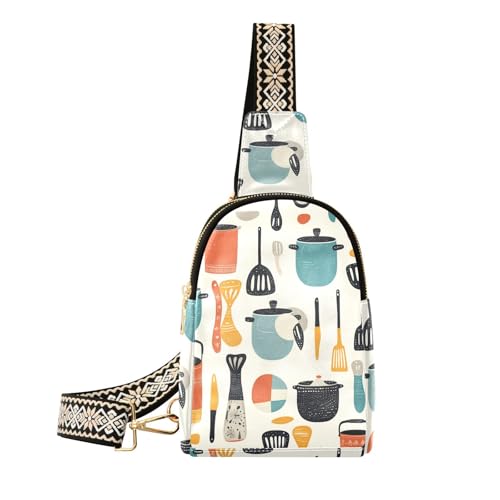 Trendige Küchenhelfer, Cartoon-Tasche für Damen, niedliche Leder-Umhängetasche, Bauchtaschen für Reisen von aidingzhi