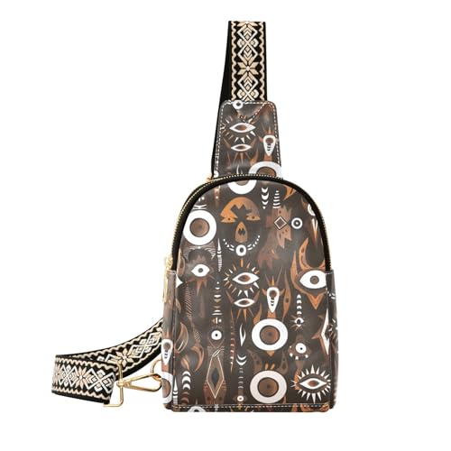 Trendige Mehrzweck-Bauchtasche im marokkanischen Stil mit Monstermotiv, für Herren, Braun von aidingzhi