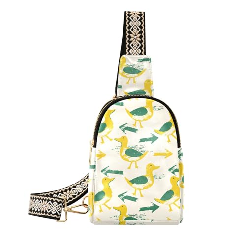 Trendige Oliver Jeffers Style Duck Arrow Butter Yellow Smaragd Taschen Bauchtasche Mode Reisetasche für Herren für Reisen von aidingzhi