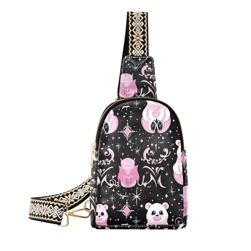 Trendige Pfirsichbären-Paisleymuster, schwarze Damen-Fanny-Tasche, niedliche Reisetasche für Herren für Reisen, Pfirsichbären, Paisleymuster, Schwarz von aidingzhi