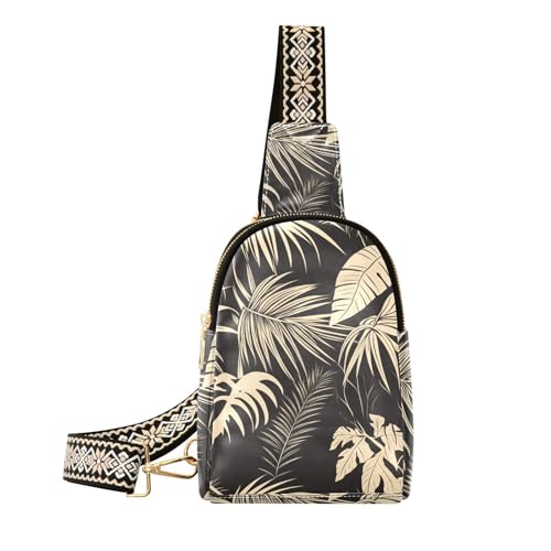 Trendige Reise-Gürteltasche mit schwarzen Blättern, niedliche Bauchtasche für Damen für Reisen von aidingzhi