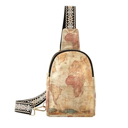 Trendige Retro-Gürteltasche mit antiker Karte, wasserdichte Bauchtasche für Damen für Reisen von aidingzhi