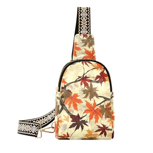 Trendige Retro-Herbst-Ahornblätter-Wander-Fanny-Tasche, Mehrzweck-Schultertasche für Herren für Reisen Trendige Retro-Herbst-Ahornblätter-Wander-Fanny-Tasche, Mehrzweck-Schultertasche für Herren für Reisen von aidingzhi