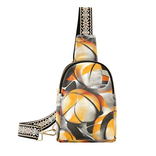 Trendige Schultertasche mit abstraktem Ballmuster, Orange, wasserdicht, zum Wandern von aidingzhi