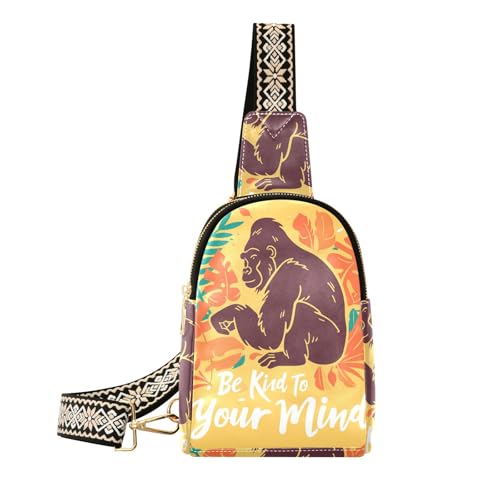 Trendige Sommer-Gürteltasche mit tropischem Gorilla-Motiv, stabile Tasche für Damen, Umhängetasche für Reisen von aidingzhi