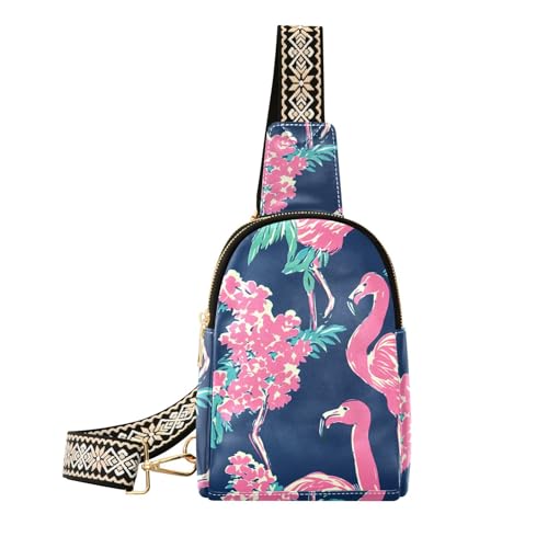 Trendige Sommer-Umhängetasche, Pfirsich-Flamingos, wasserdicht, für Damen, Tagesrucksack von aidingzhi