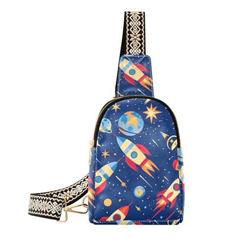 Trendige Space Rockets Planets Bauchtasche für Herren, wasserdicht, für Reisen von aidingzhi