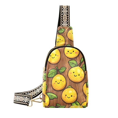 Trendige Umhängetasche aus Leder mit Zitronenmotiv, Mehrzweck-Gürteltasche zum Wandern von aidingzhi