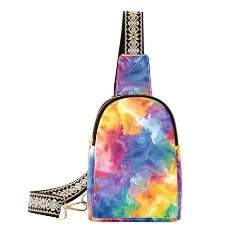 Trendige Umhängetasche in Regenbogenfarben, Batik-Muster, Diebstahlschutz, Umhängetasche zum Wandern von aidingzhi
