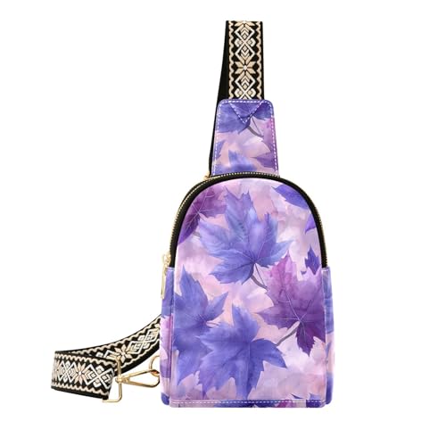 Trendige Umhängetasche mit Aquarellmalerei, Ahornblatt, Amethyst, modische Bauchtasche für Damen von aidingzhi