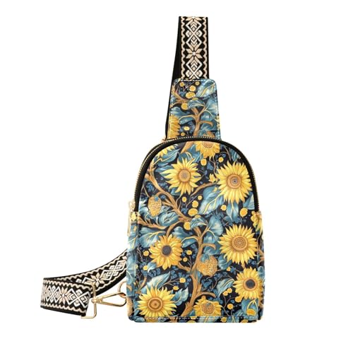 Trendige Umhängetasche mit Sonnenblumen-Motiv, leicht, für Damen, Crossbody-Tasche zum Wandern, Sonnenblumen, Natur von aidingzhi