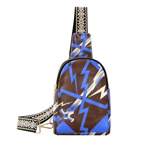 Trendige abstrakte Kunst-Beleuchtung, kleine Umhängetasche, leichte Körpertasche für Damen, Blau / Schwarz von aidingzhi