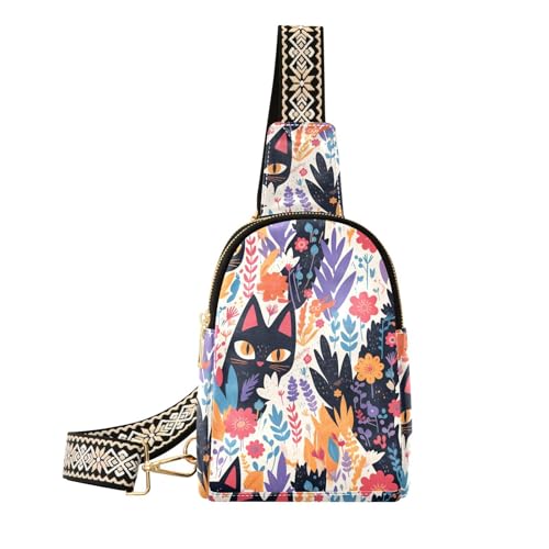 Trendige ästhetische Katzen-Umhängetasche im Boho-Stil, für Herren, niedlich, für Damen, Anti-Diebstahl für Tagesrucksack, Ästhetische Katzen im Boho-Stil von aidingzhi
