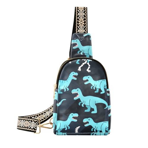 Trendige blaue Dinosaurier-Bauchtasche für Damen, niedlich, für Reisen von aidingzhi