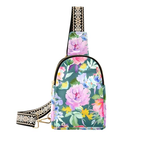 Trendige frische Frühlings-Gürteltasche mit lebendigen Blumen, niedliche Reisetasche für Herren als Tagesrucksack, Frische Frühlingsblumen von aidingzhi