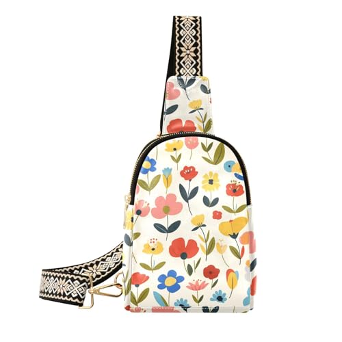 Trendige frische Safari-Blumen-Tasche für Damen, robuste Umhängetasche, Brusttasche, Tagesrucksack, Frische Safari-Blumen von aidingzhi