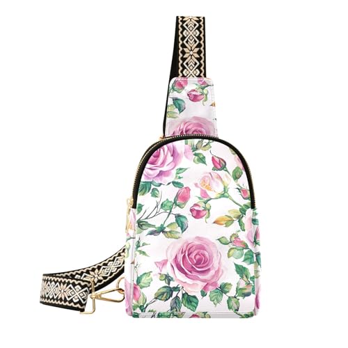 Trendige handgezeichnete Rosen Pfirsich-Gürteltasche für Damen, wasserdichte Bauchtasche für Reisen Trendige handgezeichnete Rosen Pfirsich-Gürteltasche für Damen, wasserdichte Bauchtasche für Reisen von aidingzhi
