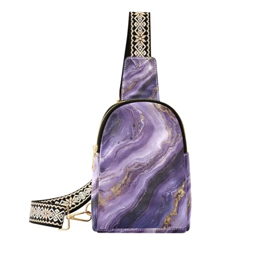 Trendige kleine Umhängetasche mit Marmorstruktur, niedliche Schultertasche für Herren, für Reisen, Violette und goldene Marmorstruktur Trendige kleine Umhängetasche mit Marmorstruktur, niedliche Schultertasche für Herren, für Reisen, Violette und goldene Marmorstruktur von aidingzhi